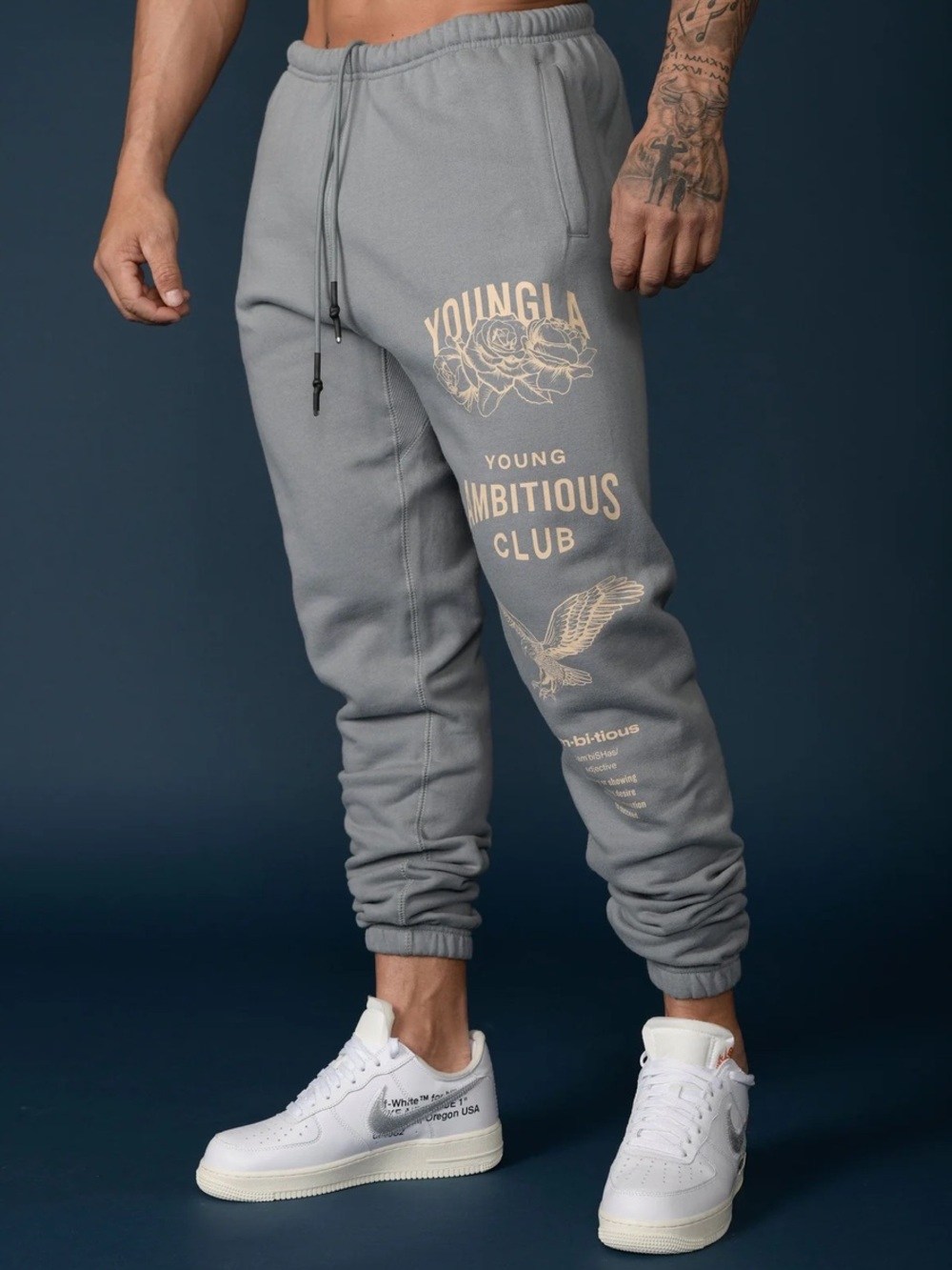 YoungLA 233 The Immortal Joggers S Grey Washed Graphic Sweatpants Unisex Gym EUC